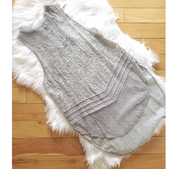Free People Tops - ✨Free People blue sheer lace flowy tunic tank
